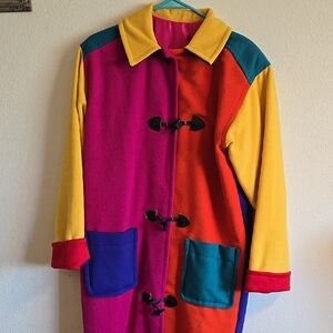 Vintage Colorblock Women's Duffle Coat